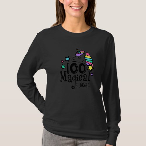 100 Magical Days Cute Unicorn 100th Day of School  T_Shirt