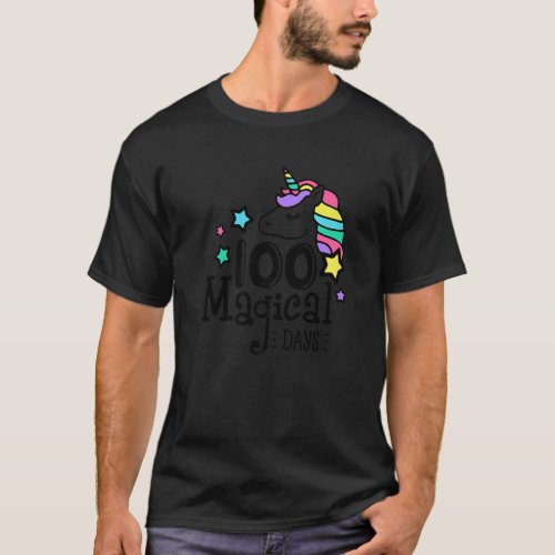 100 Magical Days Cute Unicorn 100th Day of School  T_Shirt