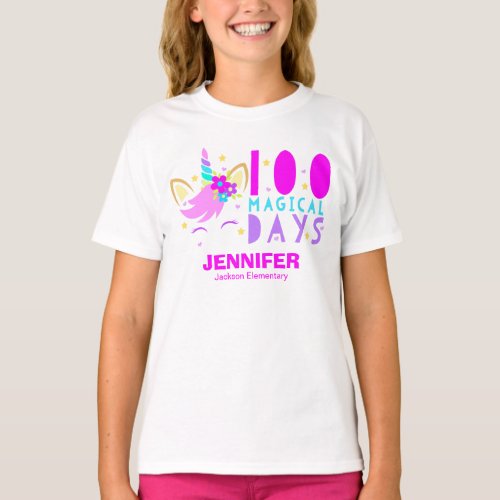 100 Magical Days Funny Unicorn 100 Days of School T_Shirt