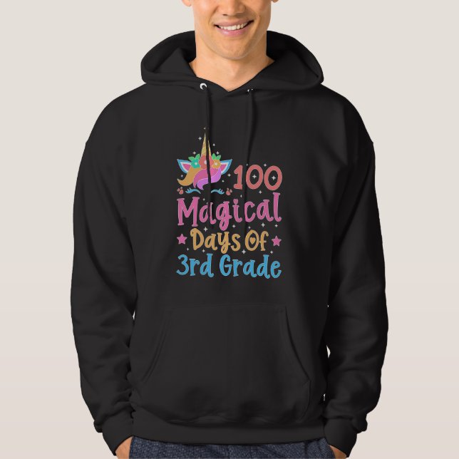 100 Magical Days of 3rd Grade School Unicorn Teach Hoodie (Front)