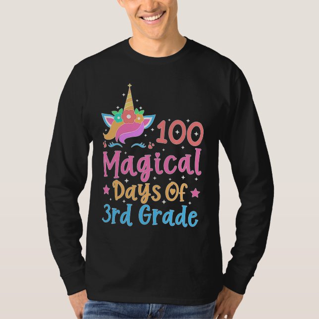 100 Magical Days of 3rd Grade School Unicorn Teach T-Shirt (Front)