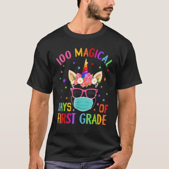 100 Magical Days Of First Grades School Unicorn Ma T-Shirt (Front)