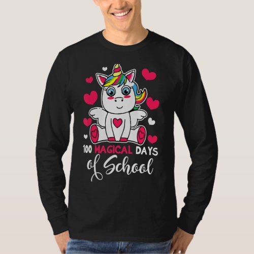 100 Magical Days Of School Funny Unicorn Girl vale T_Shirt