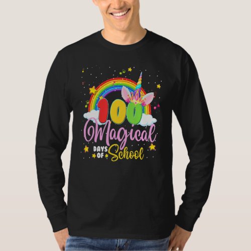 100 Magical Days Of School Rainbow Unicorn Girls T T_Shirt