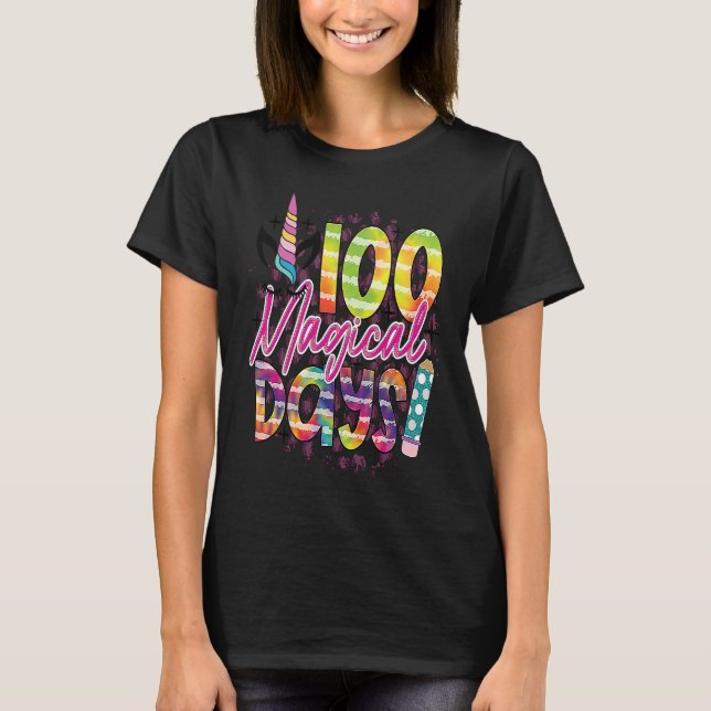 100 magical days of school unicorn student teacher T-Shirt (Front)