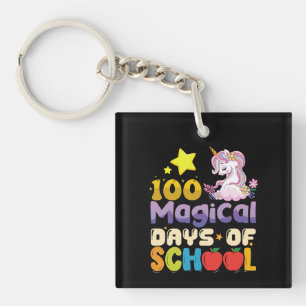 100 Magical Days Of School Unicorn Teacher Keychain