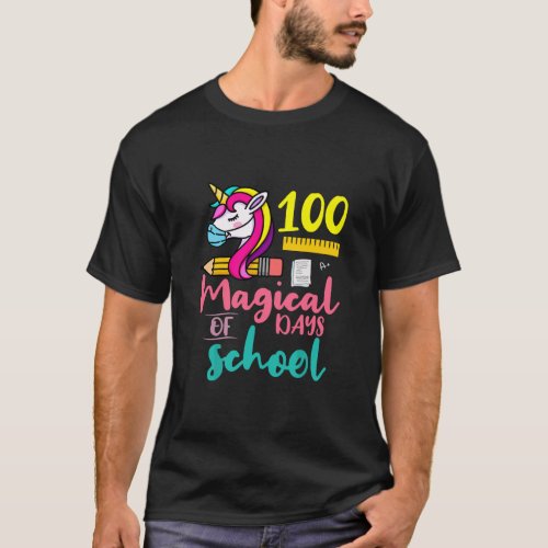 100 Magical Days of School Unicorn Teacher Stud T_Shirt