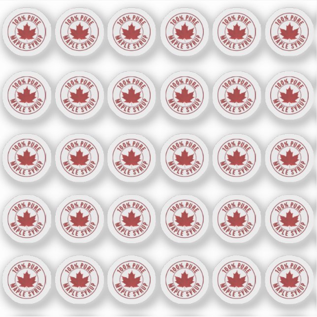 100% MAPLE SYRUP LOGO RED LEAF STICKER (Front)