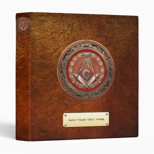 100 Master Mason _ Gold Square  Compasses 3 Ring Binder