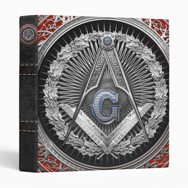 [100] Master Mason - Silver Square & Compasses 3 Ring Binder (Front/Spine)