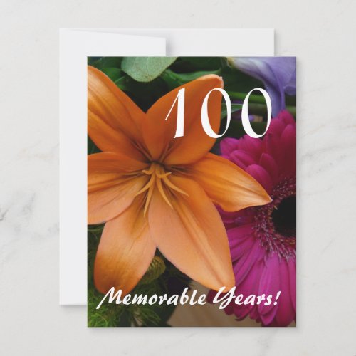 100 Memorable Years_Birthday PartyOrange Lily Invitation