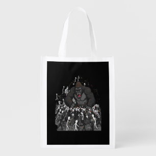 100 Men vs 1 Gorilla, Gift for Him, Gorilla Debate Grocery Bag