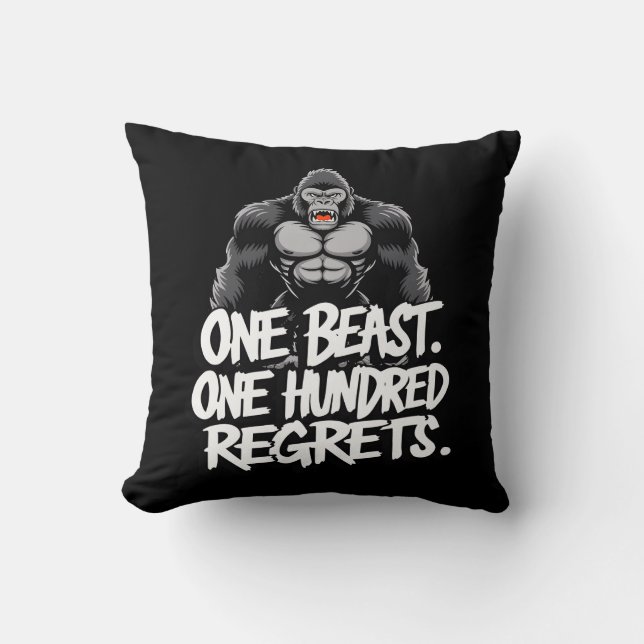 100 Men Vs 1 Gorilla Throw Pillow (Front)