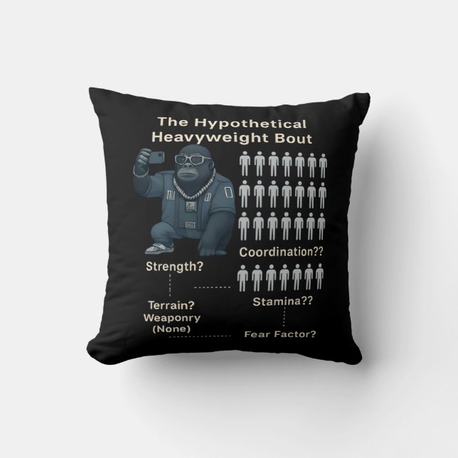 100 Men vs Cool Gorilla Throw Pillow (Front)