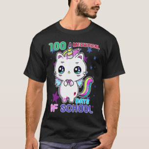 100 Meowgical Days of School Caticorn Teacher Stud T-Shirt
