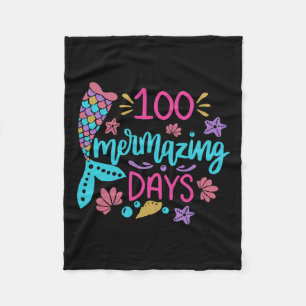 100 Mermazing Days Of School Mermaid Tail Girl Tea Fleece Blanket