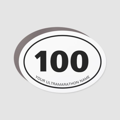100 Mile Custom Ultramarathon Name Euro Oval Car Magnet