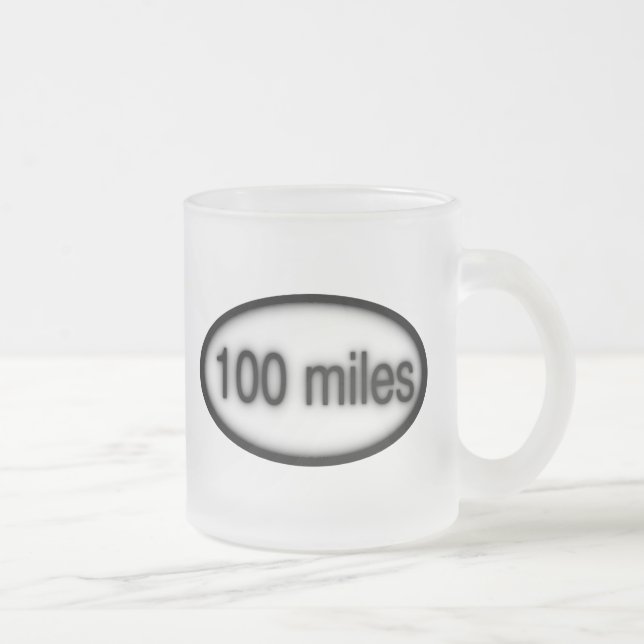 100 miles frosted glass coffee mug (Right)