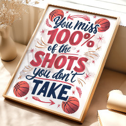 100% Miss: Basketball Motivational Poster