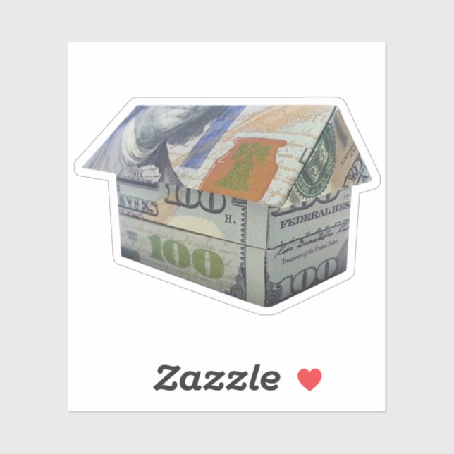 $100 Money Origami House Sticker (Sheet)