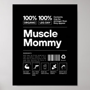 100% Muscle Mommy - Bodybuilding Gym Fit - Design Poster