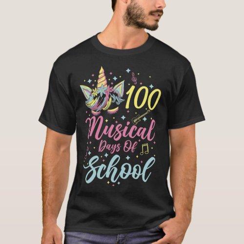 100 Musical Days Of School Music Teacher Unicorn T T_Shirt