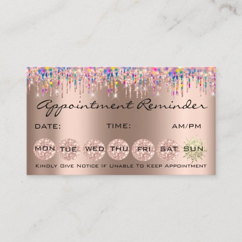 100 Nails Appointment Reminder Holograph Rose Business Card