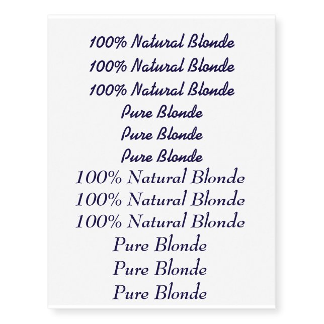100% Natural Blonde+Pure Blonde Temporary Tattoos (Front)