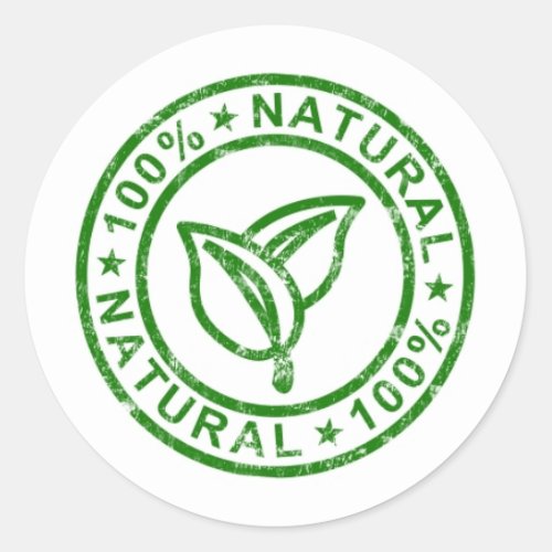 100 Natural Product Green Classic Round Sticker
