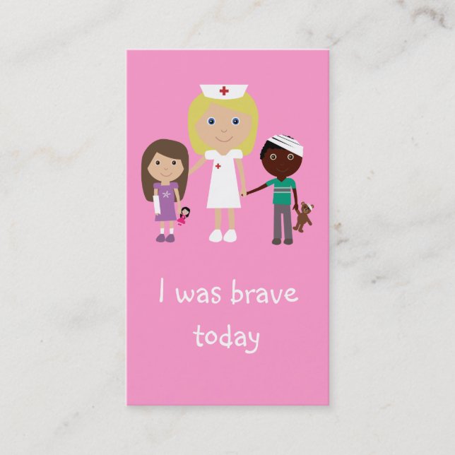 100 Nurse, Children & Teddy Bear Bravery Bookmarks Business Card (Front)