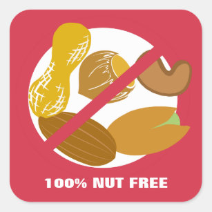 100% Nut Free Food Allergy Alert Stickers