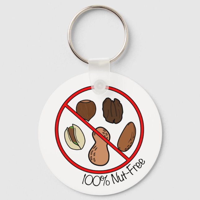 100% Nut Free (Tree nuts & Peanuts) Keychain (Front)