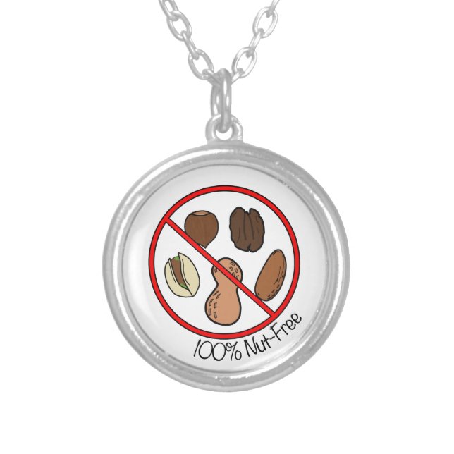 100% Nut Free (Tree nuts & Peanuts) Silver Plated Necklace (Front)