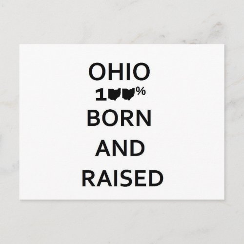 100 Ohio Born and Raised Postcard