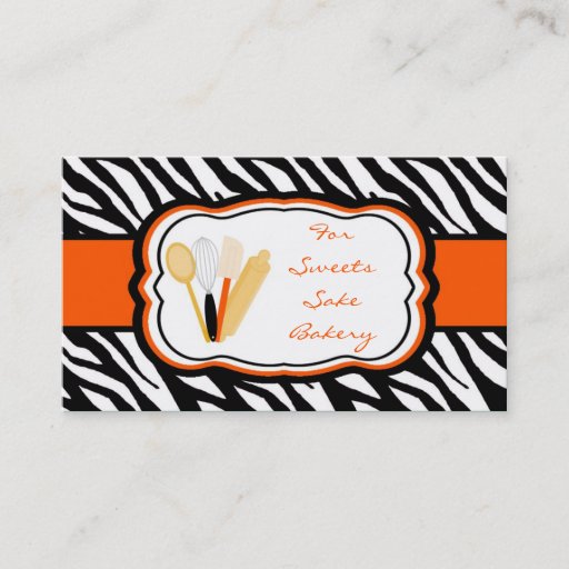 Customizable 100 Orange Zebra Bakery Chef Business Card