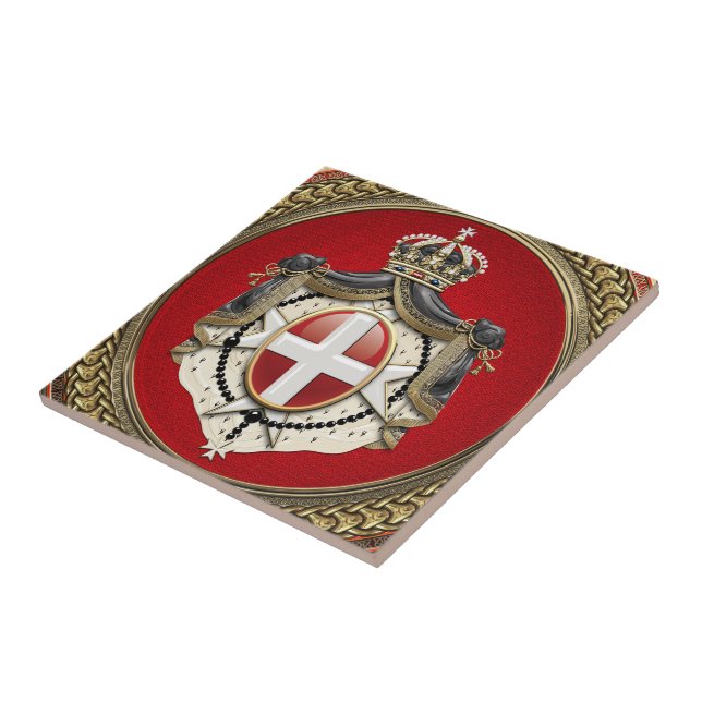 [100] Order of Malta - SMOM Coat of Arms Ceramic Tile (Side)