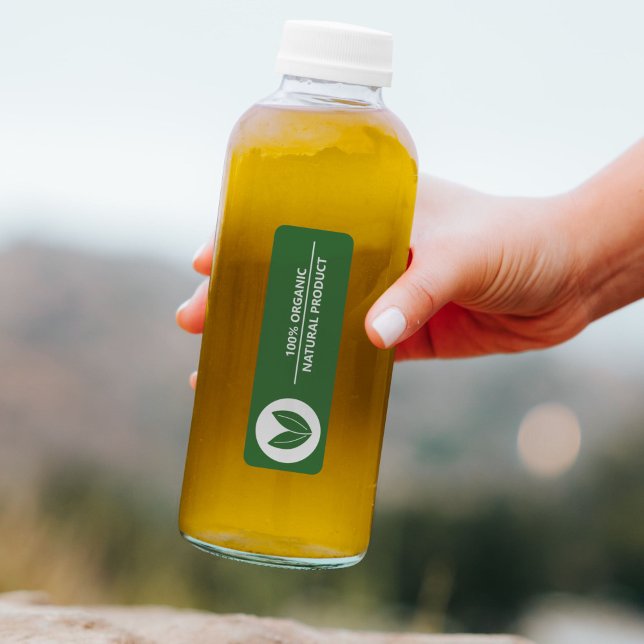 100% Organic, Natural Product Label Sticker (100% Organic, Natural Product Bottle Label Sticker)