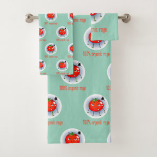 100% Organic Rage Funny Angry Tomato Bath Towel Set