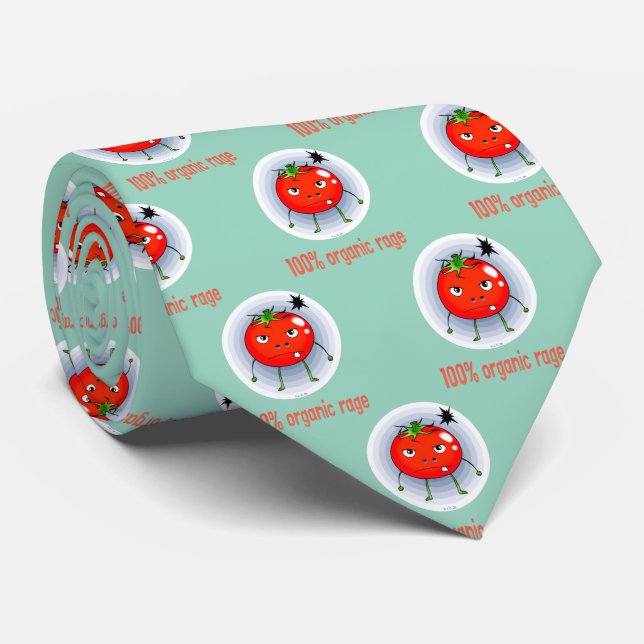 100% Organic Rage Funny Angry Tomato Neck Tie (Rolled)