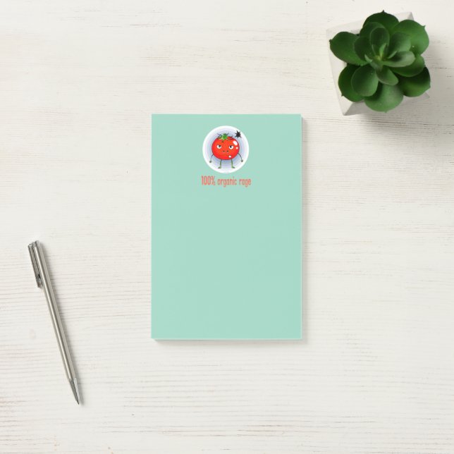 100% Organic Rage Funny Angry Tomato Post-it Notes (Office)