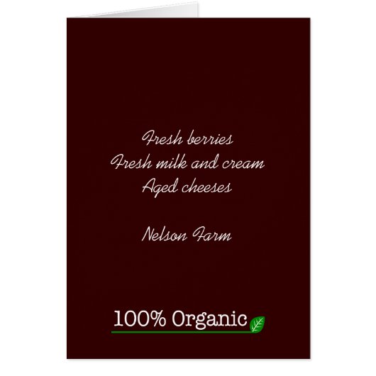 100% Organic - white text Cards (Front)