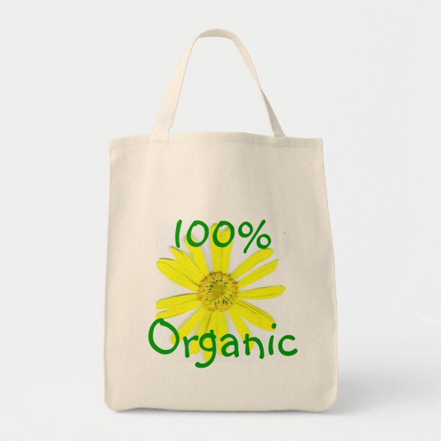 100% ORGANIC YELLOW DAISEY TOTE BAG (Front)