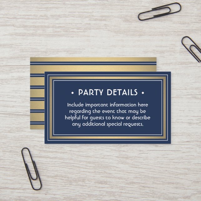 100 Pack Details Enclosure Elegant Navy Blue Gold Business Card (Front/Back In Situ)
