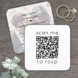 100 Pack QR  RSVP Wedding Website Photo Enclosure Square Business Card<br><div class="desc">Share one of your engagement or wedding photos and simplify RSVP responses with chic modern QR Code square enclosure cards. Back of card includes any celebration details of your choice such as directions, website, or special requests. The picture and all text are simple to customize, including wording that reads "scan...</div>
