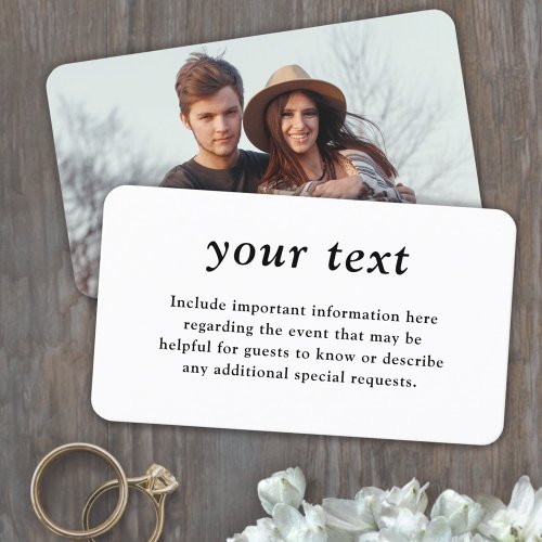 100 Pack Simple Typography Photo Wedding Enclosure Business Card