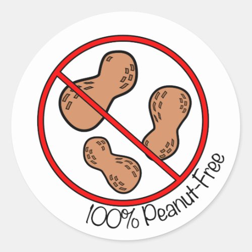 100 Peanut Free Classic Round Sticker