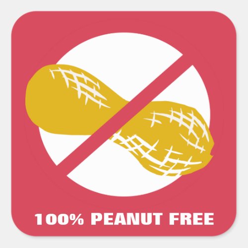 100 Peanut Free Customizable Red Bolded Square Sticker
