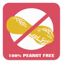 100% Peanut Free Customizable Red Bolded Square Sticker