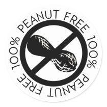 100% Peanut Free No Peanuts Simple Black and White Classic Round Sticker