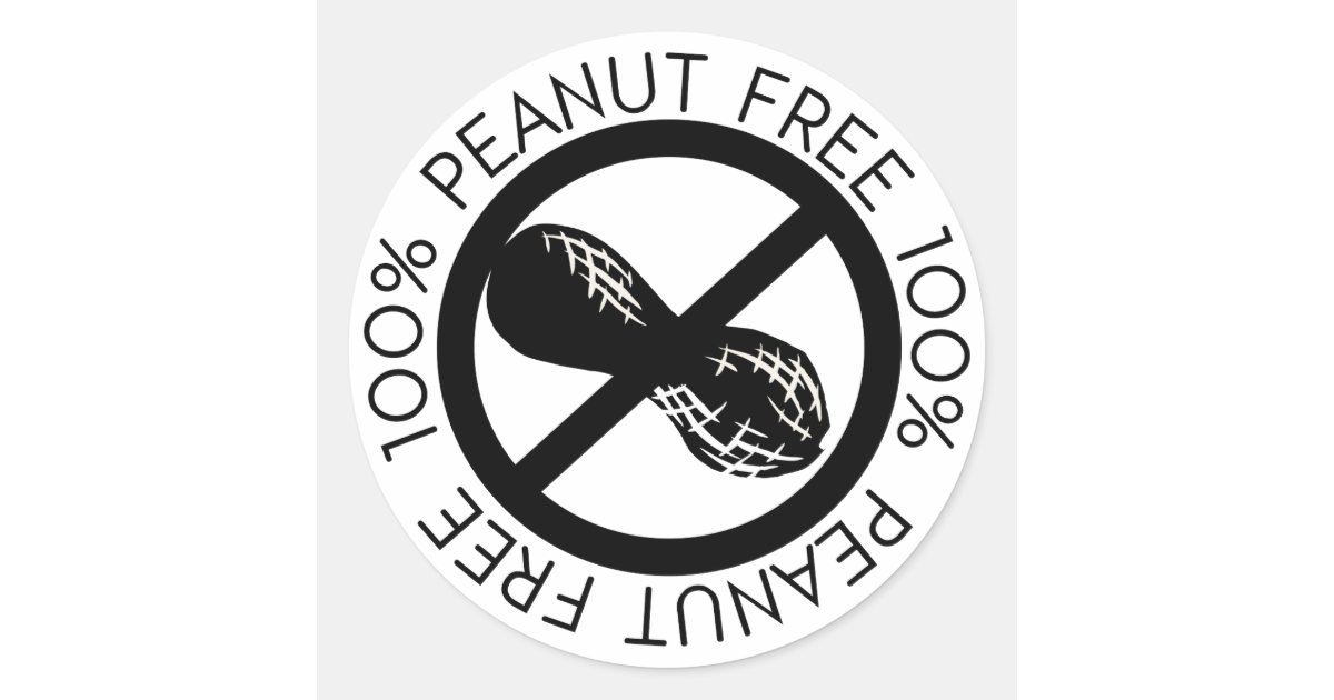 100 Peanut Free No Peanuts Simple Black and White Classic Round